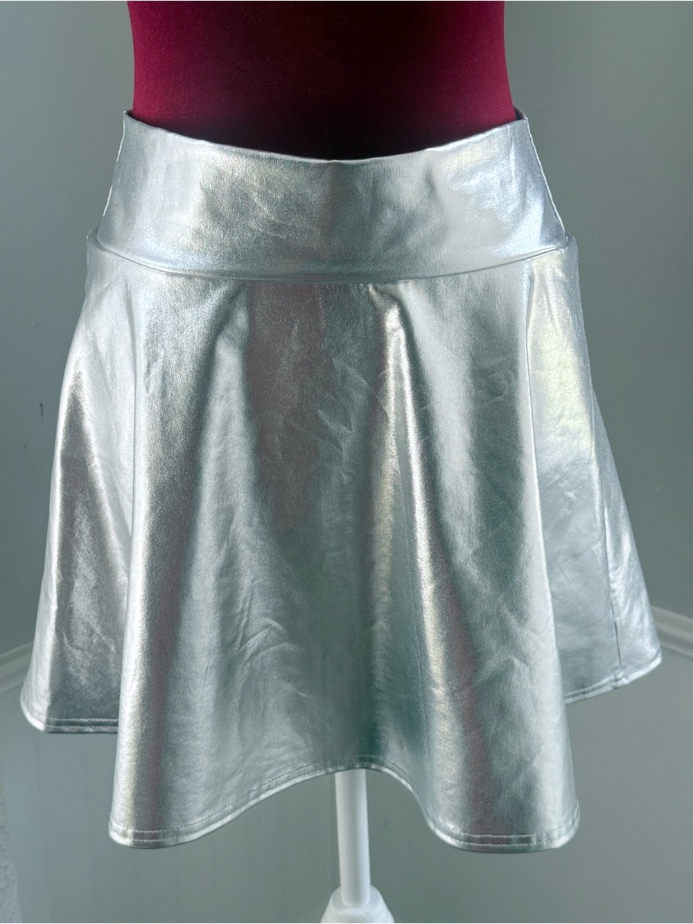 Metallic Silver A-Line Skirt - Silver - Picture 2 of 7